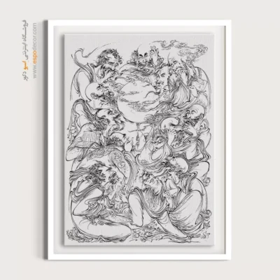 تابلو هنری خطی برای پذیرایی - رازقلم – تابلو مینیاتور خطی - اسپو دکور