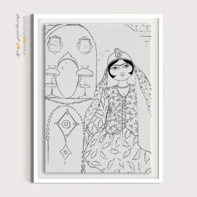 تابلو نقاشی سیاه و سفید قابل سفارش - مهرازان – تابلو مینیاتور خطی - اسپو دکور