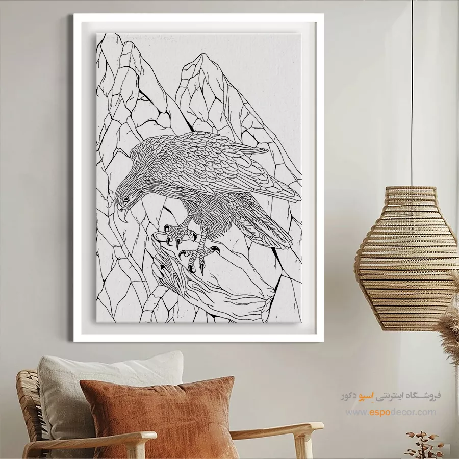 تابلو طراحی دستی طرح اصیل ایرانی - خطانه – تابلو مینیاتور خطی - اسپو دکور