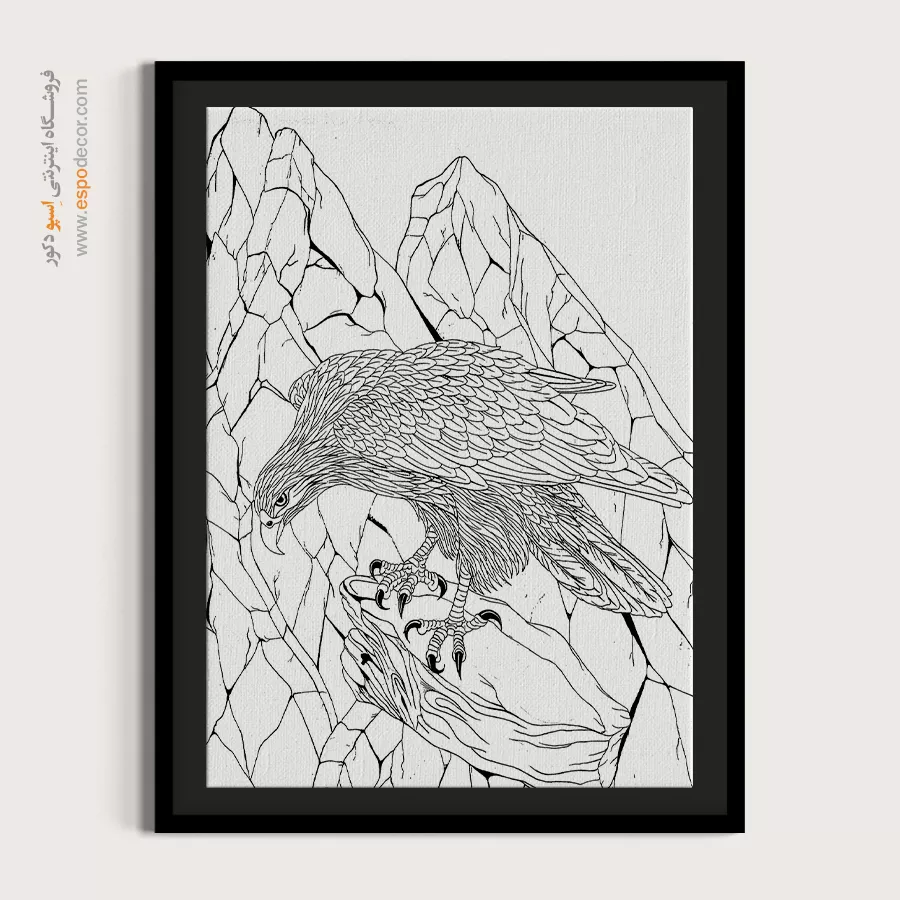 تابلو طراحی دستی طرح اصیل ایرانی - خطانه – تابلو مینیاتور خطی - اسپو دکور