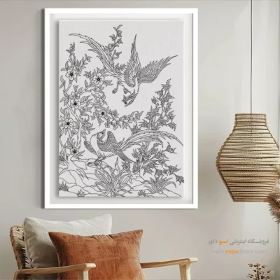 تابلو با طرح ایرانی برای پذیرایی - نورنگار – تابلو مینیاتور خطی - اسپو دکور