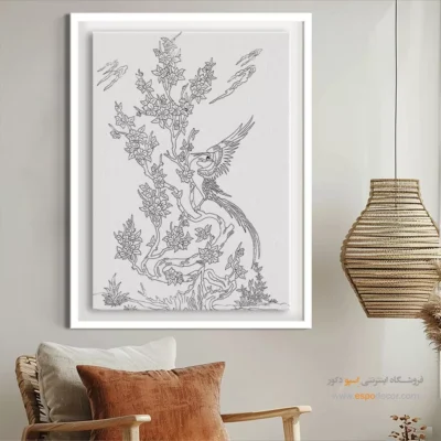 تابلو دکوراتیو خطی با طراحی ساده - چکامه – تابلو مینیاتور خطی - اسپو دکور