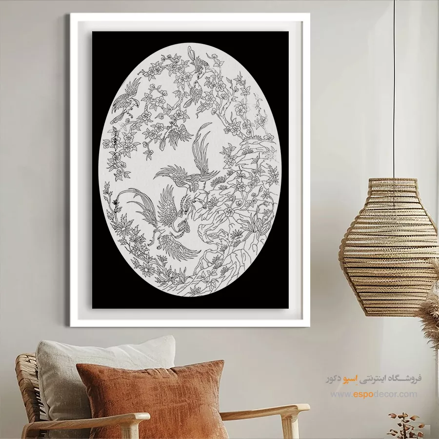 تابلو دکوراتیو خطی آرامشبخش - مهیننگار – تابلو مینیاتور خطی - اسپو دکور