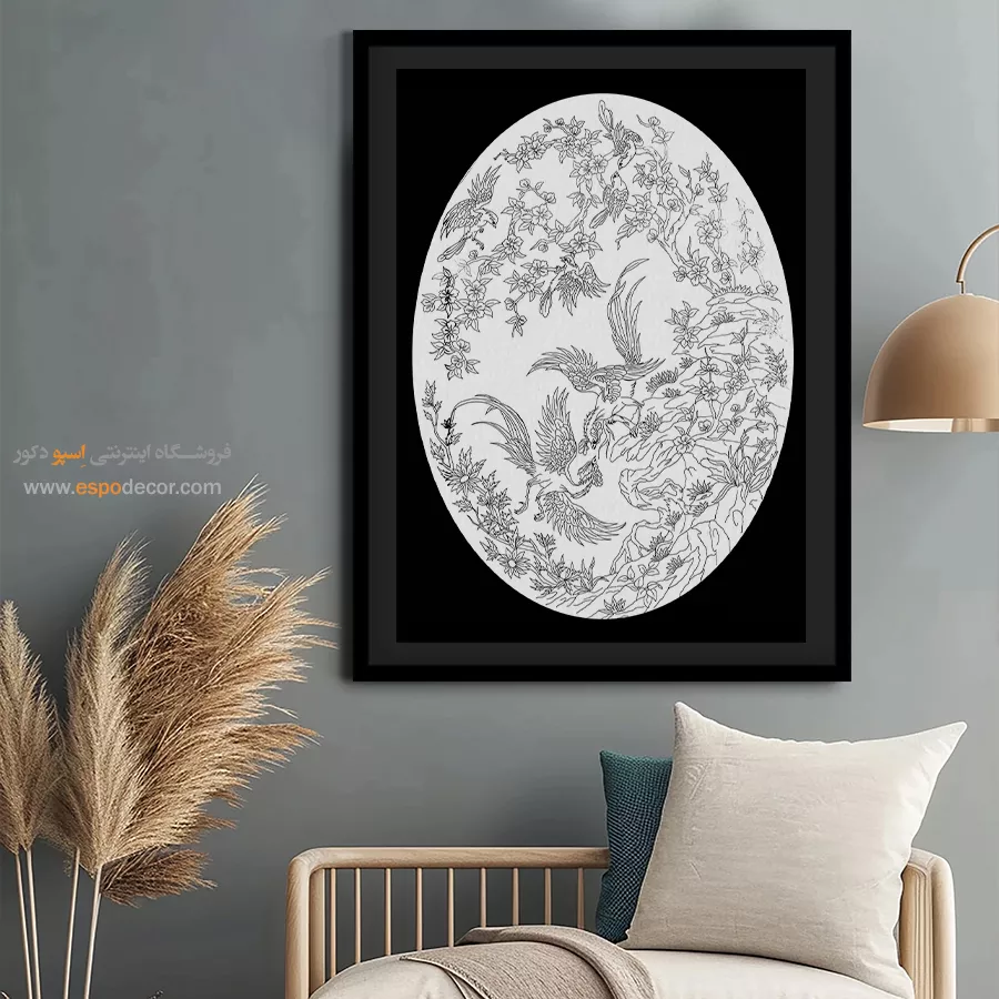 تابلو دکوراتیو خطی آرامشبخش - مهیننگار – تابلو مینیاتور خطی - اسپو دکور