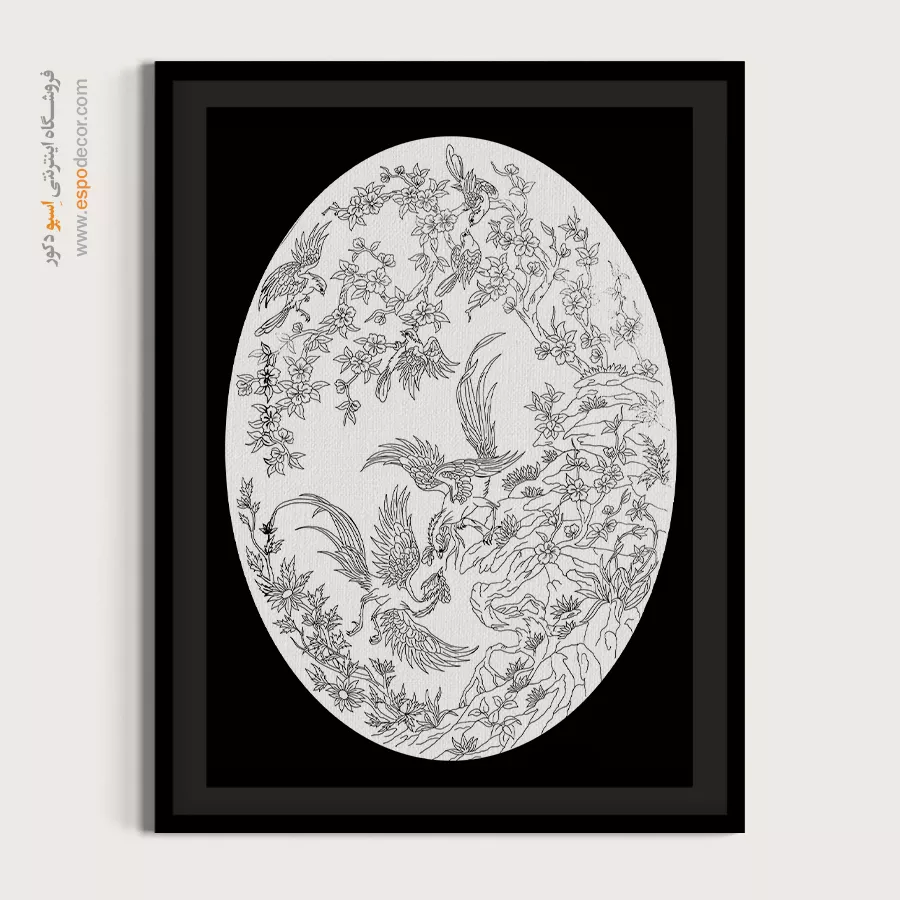 تابلو دکوراتیو خطی آرامشبخش - مهیننگار – تابلو مینیاتور خطی - اسپو دکور