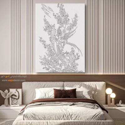 تابلو نقاشی سیاه و سفید با طراحی ساده - میناساز – تابلو مینیاتور خطی - اسپو دکور