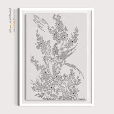 تابلو نقاشی سیاه و سفید با طراحی ساده - میناساز – تابلو مینیاتور خطی - اسپو دکور