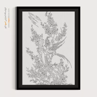 تابلو نقاشی سیاه و سفید با طراحی ساده - میناساز – تابلو مینیاتور خطی - اسپو دکور