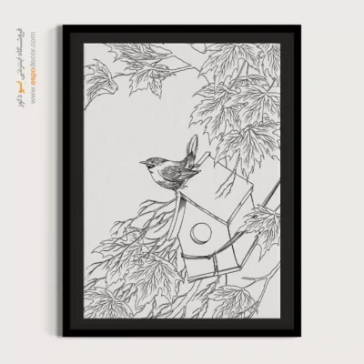 تابلو نقاشی سیاه و سفید برای دکوراسیون داخلی - سیمرنگ – تابلو مینیاتور خطی - اسپو دکور