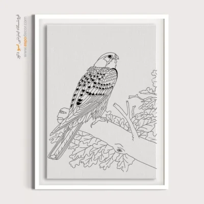 تابلو نقاشی سیاه و سفید با قاب مینیمال - ختن‌دل – تابلو مینیاتور خطی - اسپو دکور