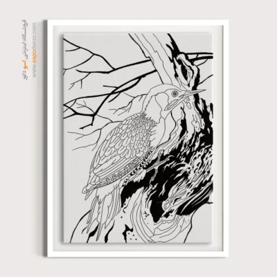 تابلو نقاشی سیاه و سفید برای هدیه خاص - آرامخط – تابلو مینیاتور خطی - اسپو دکور