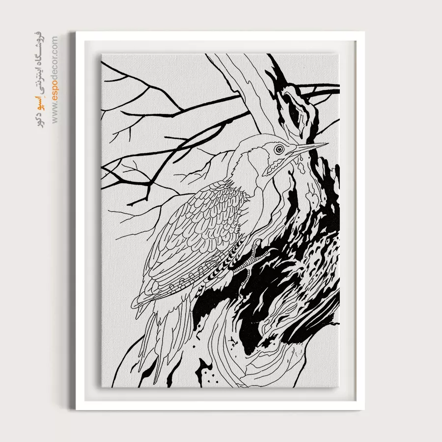 تابلو نقاشی سیاه و سفید برای هدیه خاص - آرامخط – تابلو مینیاتور خطی - اسپو دکور