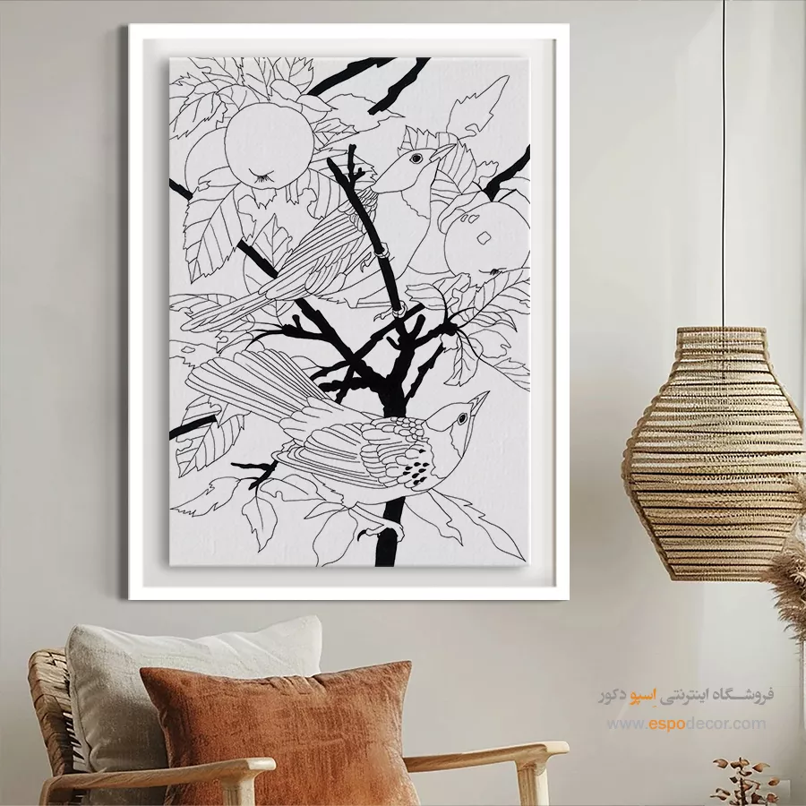 تابلو طراحی دستی با طراحی ساده - موجخط – تابلو مینیاتور خطی - اسپو دکور