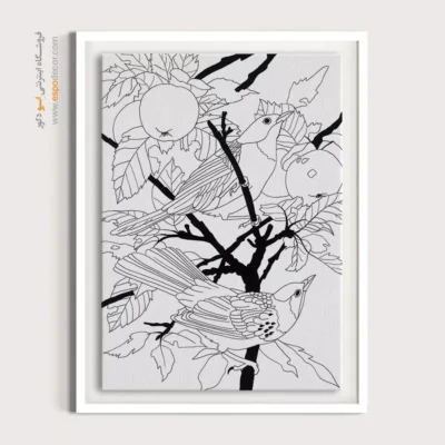 تابلو طراحی دستی با طراحی ساده - موج‌خط – تابلو مینیاتور خطی - اسپو دکور