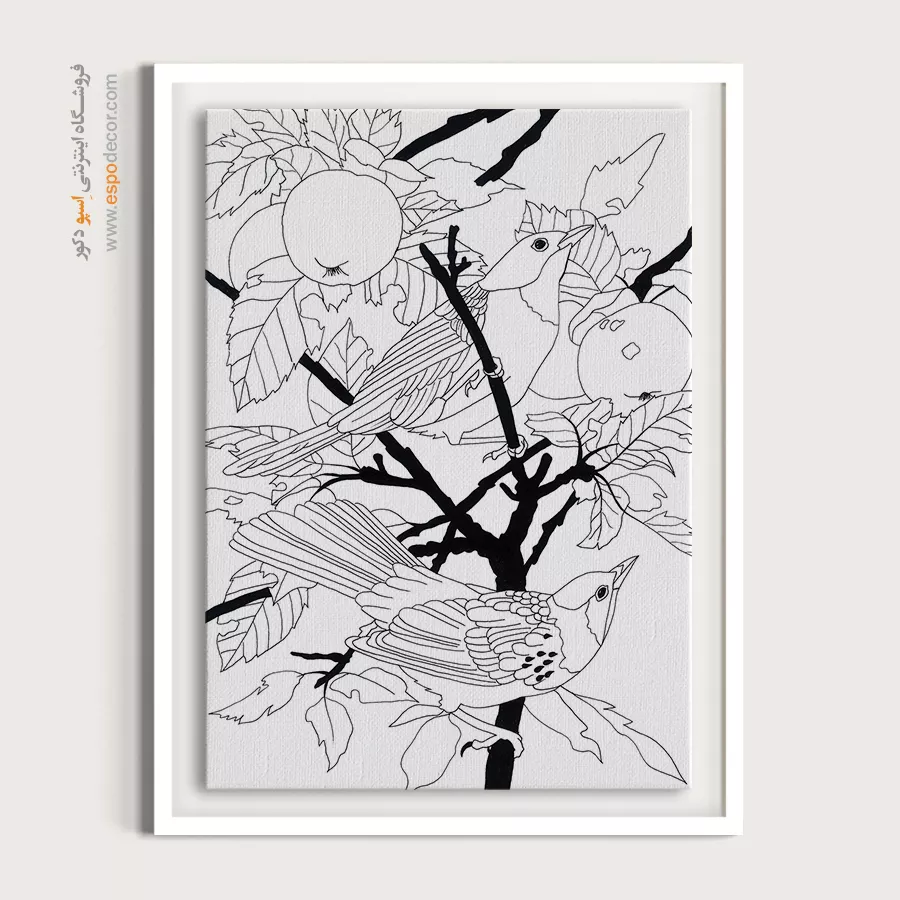 تابلو طراحی دستی با طراحی ساده - موجخط – تابلو مینیاتور خطی - اسپو دکور