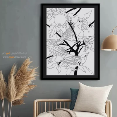 تابلو طراحی دستی با طراحی ساده - موجخط – تابلو مینیاتور خطی - اسپو دکور