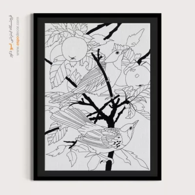 تابلو طراحی دستی با طراحی ساده - موجخط – تابلو مینیاتور خطی - اسپو دکور