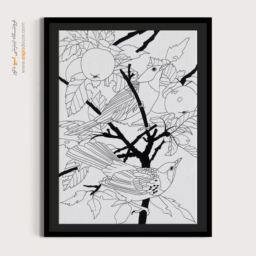 تابلو طراحی دستی با طراحی ساده - موجخط – تابلو مینیاتور خطی - اسپو دکور