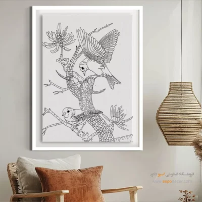 تابلو دکوراتیو خطی با طرح خطی ساده - رنگ‌جان – تابلو مینیاتور خطی - اسپو دکور