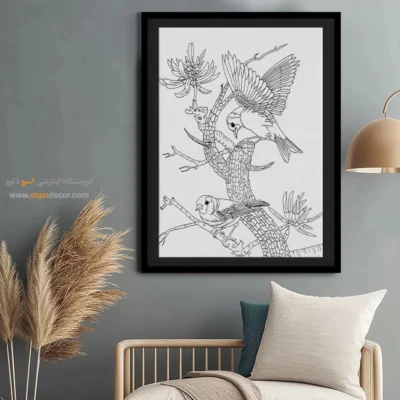 تابلو دکوراتیو خطی با طرح خطی ساده - رنگ‌جان – تابلو مینیاتور خطی - اسپو دکور