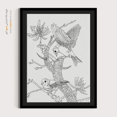 تابلو دکوراتیو خطی با طرح خطی ساده - رنگ‌جان – تابلو مینیاتور خطی - اسپو دکور