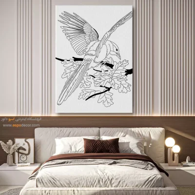 تابلو نقاشی سیاه و سفید با طرح خطی ساده - مانا‌نگار – تابلو مینیاتور خطی - اسپو دکور