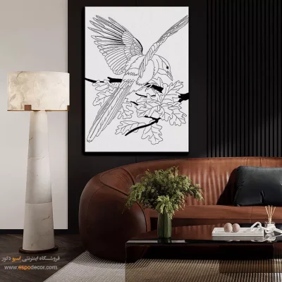 تابلو نقاشی سیاه و سفید با طرح خطی ساده - مانا‌نگار – تابلو مینیاتور خطی - اسپو دکور