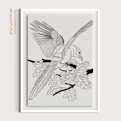 تابلو نقاشی سیاه و سفید با طرح خطی ساده - مانا‌نگار – تابلو مینیاتور خطی - اسپو دکور