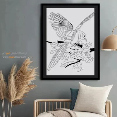 تابلو نقاشی سیاه و سفید با طرح خطی ساده - مانا‌نگار – تابلو مینیاتور خطی - اسپو دکور