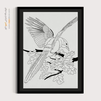 تابلو نقاشی سیاه و سفید با طرح خطی ساده - مانا‌نگار – تابلو مینیاتور خطی - اسپو دکور