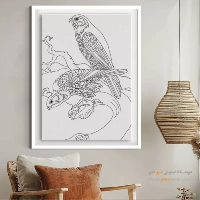 تابلو هنری خطی با طراحی مدرن - رنگ‌آسا – تابلو مینیاتور خطی - اسپو دکور