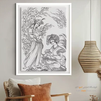 تابلو طراحی دستی برای دکوراسیون داخلی - شورسا – تابلو مینیاتور خطی - اسپو دکور