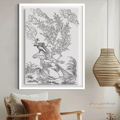 تابلو مینیاتور با رنگ مشکی سفید - سرمه‌سان – تابلو مینیاتور خطی - اسپو دکور