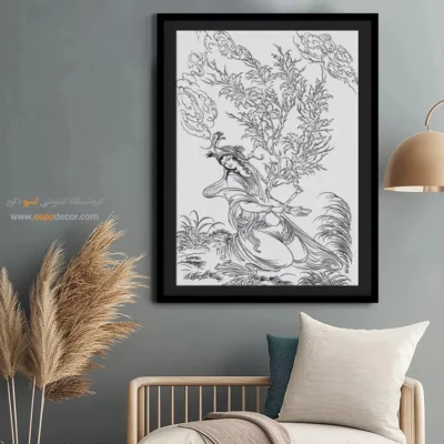 تابلو مینیاتور با رنگ مشکی سفید - سرمه‌سان – تابلو مینیاتور خطی - اسپو دکور