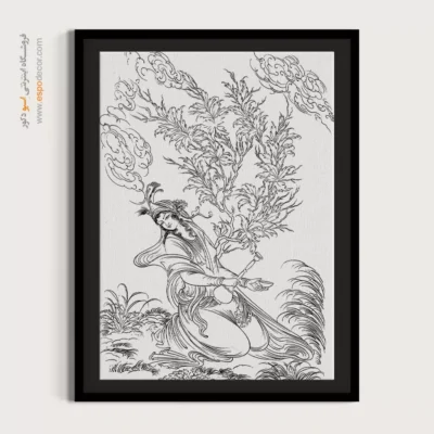 تابلو مینیاتور با رنگ مشکی سفید - سرمه‌سان – تابلو مینیاتور خطی - اسپو دکور