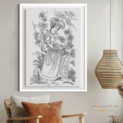 تابلو هنری خطی آرامش‌بخش - کهن‌سرا – تابلو مینیاتور خطی - اسپو دکور