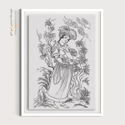 تابلو هنری خطی آرامش‌بخش - کهن‌سرا – تابلو مینیاتور خطی - اسپو دکور