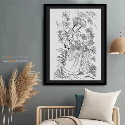 تابلو هنری خطی آرامش‌بخش - کهن‌سرا – تابلو مینیاتور خطی - اسپو دکور