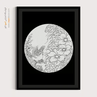 تابلو دکوراتیو خطی برای پذیرایی - ارغوان – تابلو مینیاتور خطی - اسپو دکور