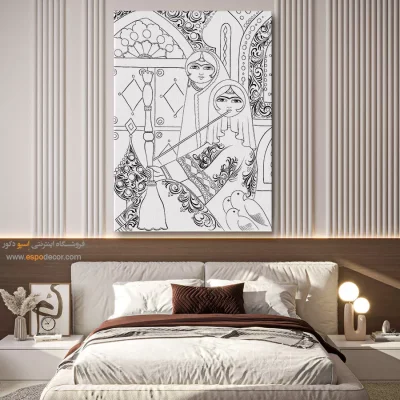 تابلو با طرح ایرانی خاص و زیبا - رازفام – تابلو مینیاتور خطی - اسپو دکور