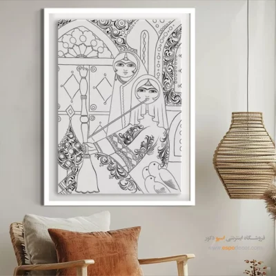 تابلو با طرح ایرانی خاص و زیبا - رازفام – تابلو مینیاتور خطی - اسپو دکور