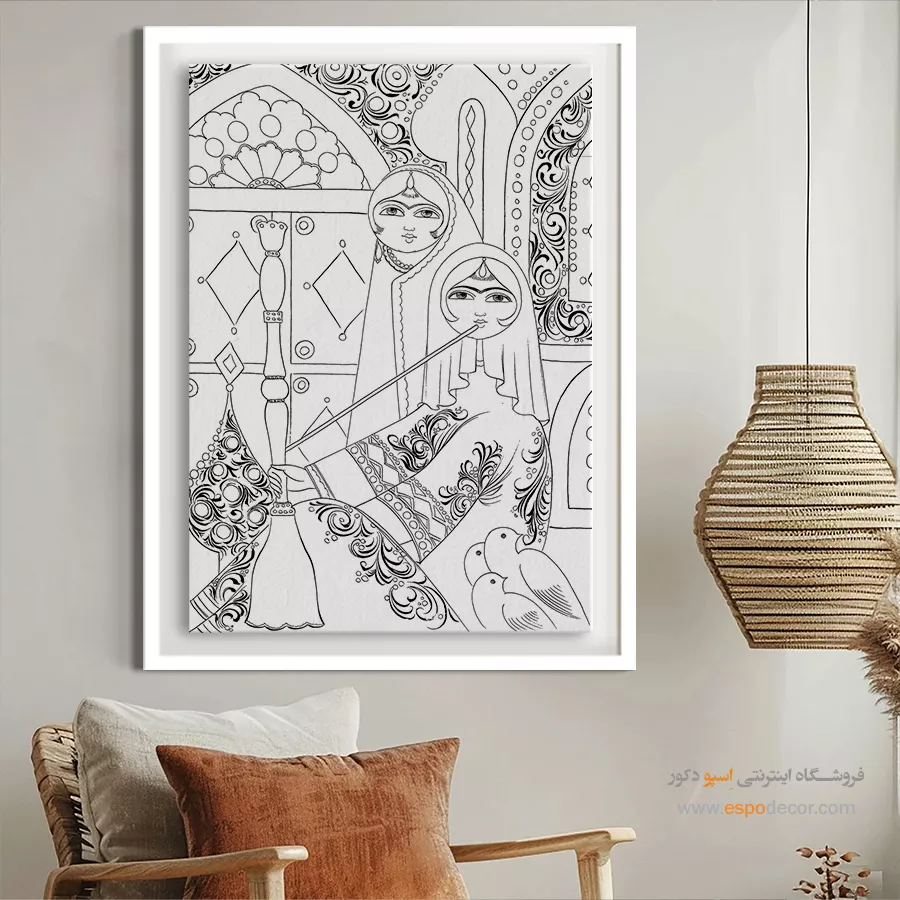 تابلو با طرح ایرانی خاص و زیبا - رازفام – تابلو مینیاتور خطی - اسپو دکور