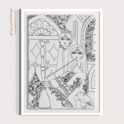 تابلو با طرح ایرانی خاص و زیبا - رازفام – تابلو مینیاتور خطی - اسپو دکور