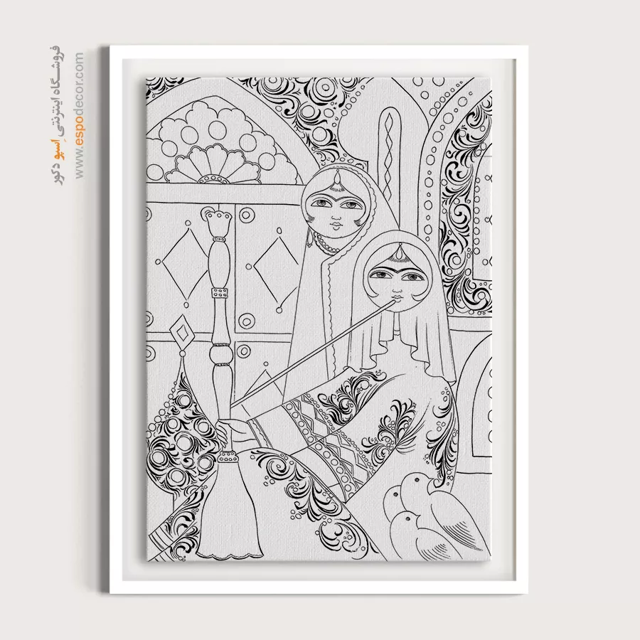 تابلو با طرح ایرانی خاص و زیبا - رازفام – تابلو مینیاتور خطی - اسپو دکور