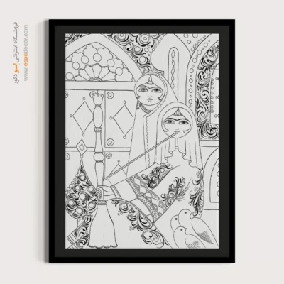 تابلو با طرح ایرانی خاص و زیبا - رازفام – تابلو مینیاتور خطی - اسپو دکور