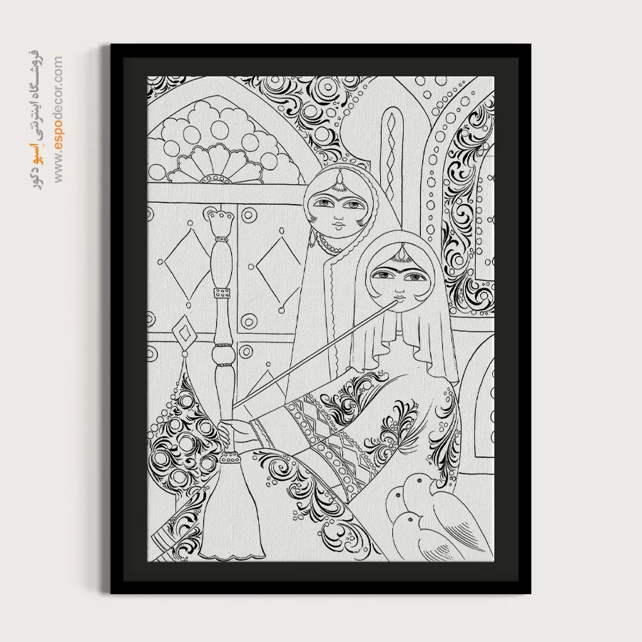 تابلو با طرح ایرانی خاص و زیبا - رازفام – تابلو مینیاتور خطی - اسپو دکور