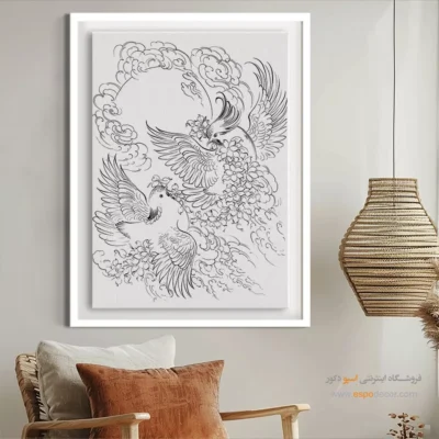 تابلو هنری خطی برای سالن نشیمن - ختن – تابلو مینیاتور خطی - اسپو دکور