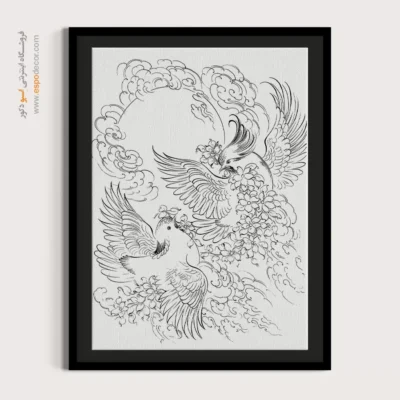 تابلو هنری خطی برای سالن نشیمن - ختن – تابلو مینیاتور خطی - اسپو دکور