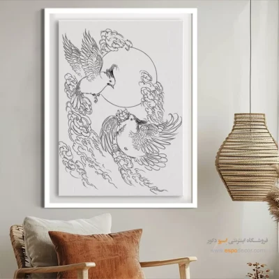 تابلو مینیاتور خطی با رنگ مشکی سفید - گلنقش – تابلو مینیاتور خطی - اسپو دکور