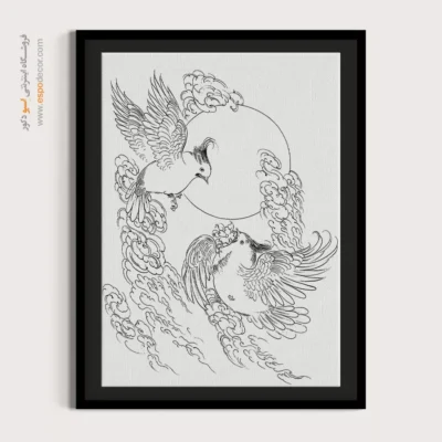 تابلو مینیاتور خطی با رنگ مشکی سفید - گلنقش – تابلو مینیاتور خطی - اسپو دکور